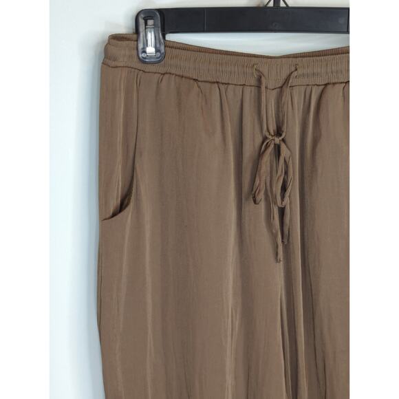 Zara Women's Greenish brown Jogger Pants Large High Waist Minimalist Casual NWOT - Picture 5 of 9